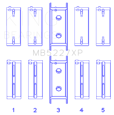 King Mitsubishi 4G63/4G64 6 Bolt 1st Gen DSM (Size 0.25mm) Performance Main Bearing Set - MB5227XP0.25