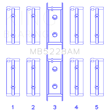 King Engine Bearings Mitsubishi 4G52 (Size +0.50mm) Main Bearing Set - MB5228AM0.5