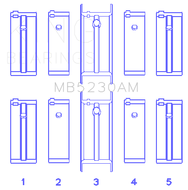 King Engine Bearings Nissan E15/E16/E13/E15ET (Size +0.25mm) Main Bearing Set - MB5230AM0.25