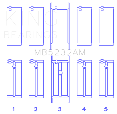 King Engine Bearings Nissan Datsun A12/(Size +0.50mm) Main Bearing Set - MB5232AM0.5