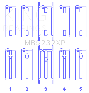 King Engine Bearings Nissan CA16DET/CA18DET/CA20ET (Size +0.50mm) Main Bearing Set - MB5232XP0.5