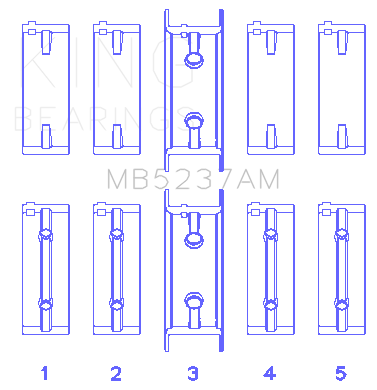 King Engine Bearings Mitsubishi 4G12 (Size +1.0mm) Main Bearing Set - MB5237AM1.0