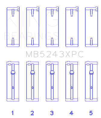 King Engine Bearings Nissan Sr20DE (Size +0.25mm) Main Bearing Set - MB5243XPC0.25