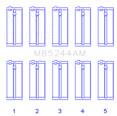 King Honda 91CI/1.5L D15A2/D15A3/D15B1/D15B2/D15B7/D15B8/D15Z1 (Size +0.50) Main Bearing Set - MB5244AM0.5