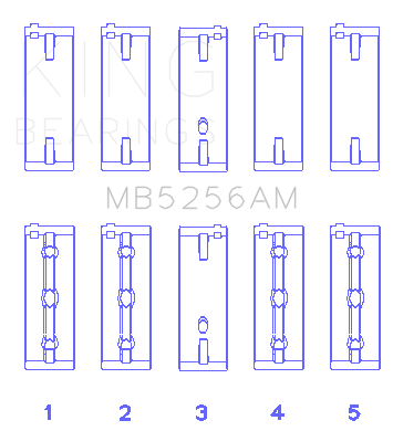 King Engine Bearings Hyundai Lantra 1600 (Size +0.50mm) Main Bearing Set - MB5256AM0.5