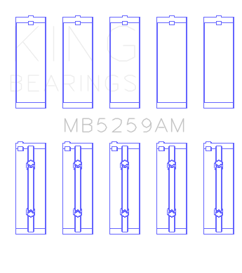 King Engine Bearings Honda B18A1 (Size +1.0mm) Main Bearing Set - MB5259AM1.0