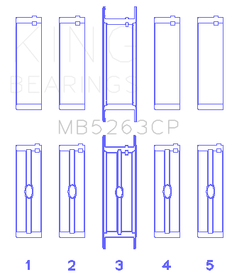 King 00-03 Ford F-650/F-750 T444E (Size STD) Crankshaft Main Bearing Set - MB5263CP