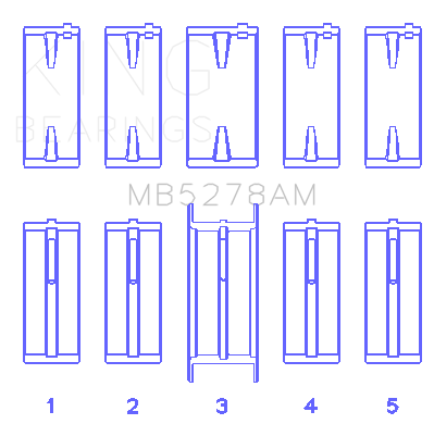 King Engine Bearings Ford 140Ci /2.3Liter/L4 (Size +0.50mm) Main Bearing Set - MB5278AM0.5