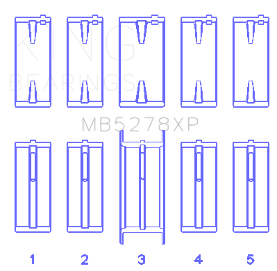 King Engine Bearings Ford 140Ci /2.3Liter/L4 (Size STDX) Main Bearing Set - MB5278XPSTDX