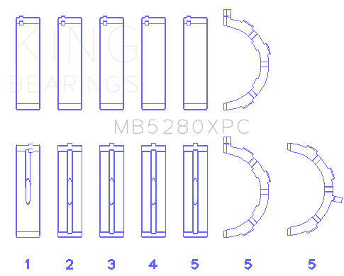 King Ford 4.6L/5.4L V8 SOHC (Size STDX) Performance Coated Main Bearing Set - MB5280XPCSTDX