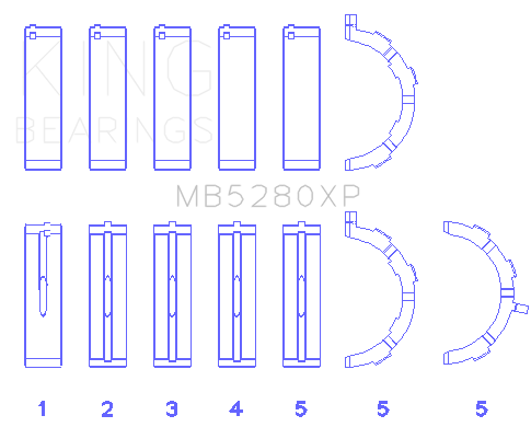 King Ford Prod. V8 4.6L/5.4L (Size STD) Performance Main Bearing Set - MB5280XP