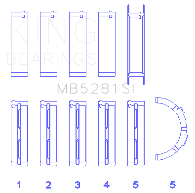 King Ford 281CI 4.6L V8 (Size +0.5) Main Bearing Set - MB5281SI0.5