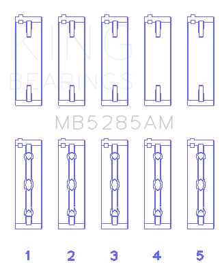 King Engine Bearings Suzuki J18K/J20A (Size +0.25mm) Main Bearing Set - MB5285AM0.25