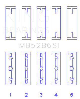 King Engine Bearings Toyota 1Uz-Fe/2Uz-Fe/3Uz-Fe (Size +0.75mm) Main Bearing Set - MB5286SI0.75