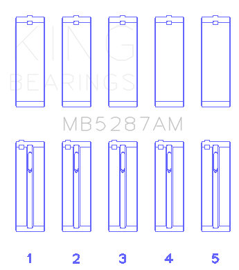 King Toyota 1ZZ-FE (Size .25) Main Bearing Set - MB5287AM0.25