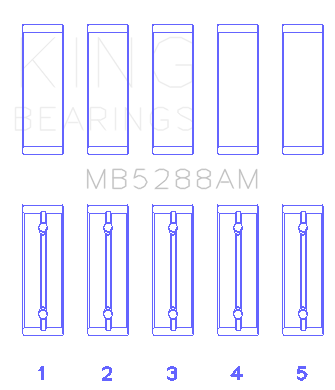 King Engine Bearings Renault F3R/F4R/F8Q/F9Q (Size +0.50mm) Main Bearing Set - MB5288AM0.5