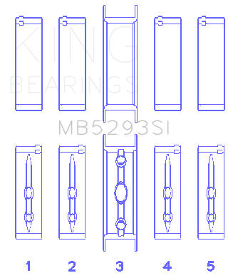 King GM 294/325/345/364CI 4.8/5.3/5.7/6.0L L20/LS1/LS2/LS4/LS6 (Size STD) Main Bearing Set - MB5293SI