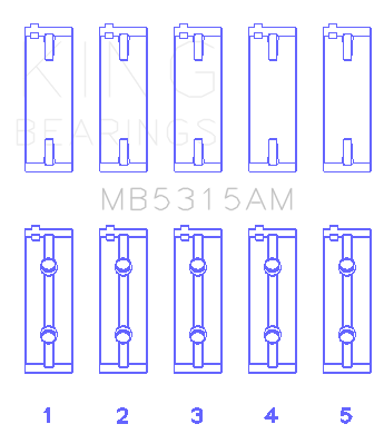 King Engine Bearings Mitsubishi 4G63/4G64 (Size +1.0mm) Main Bearing Set - MB5315AM1.0