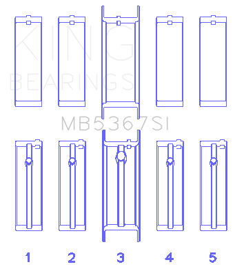 King GMC 2.4L (146cu) I4 Ecotec Main Bearing Set - (Size 0.5 Oversized) - MB5367SI0.5