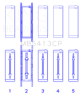 King Opel LNF / LSJ / L42/61 / Z22SE Crankshaft Main Bearing Set (Set of 5) - MB5413CP