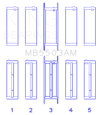 King Engine Bearings Ford V8 351ci 5.8L 16V Crankshaft Main Bearings (Size 040) - Set of 5 - MB5503AM 040