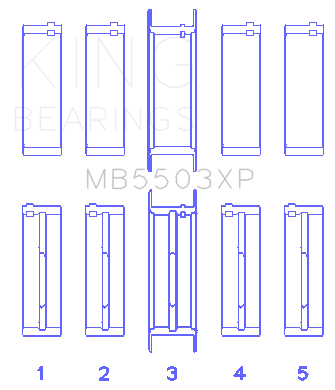 King Ford V8 351ci 5.8L 16V (Size .010 Oversized) Performance Main Bearing Set - MB5503XP010