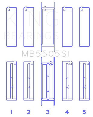 King Engine Bearings Ford 351ci/400ci 16V Main Bearing Set (Size 010) - Set Of 10 - MB5505SI010