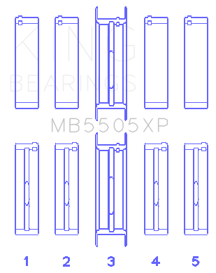 King Ford V8 351ci 5.8L / 400ci 6.6L 16V (Size .001) Main Bearing Set - MB5505XP001