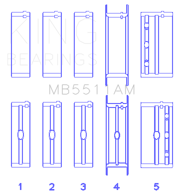 King Engine Bearings GM 326/350/389/400 Main Bearing Set Size 020 - MB5511AM020