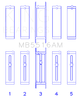 King Engine Bearings Jeep 350CI 5.7L (Size 020) Main Bearing Set - MB5516AM020