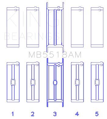 King AMC / Jeep 390 & 401 (Undersize 0.20IN) Crankshaft Main Bearing Set - MB5518AM020