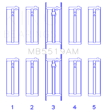 King Daewoo/Opel/Vauxhall (Size STD) Main Bearing Set - MB5519AM
