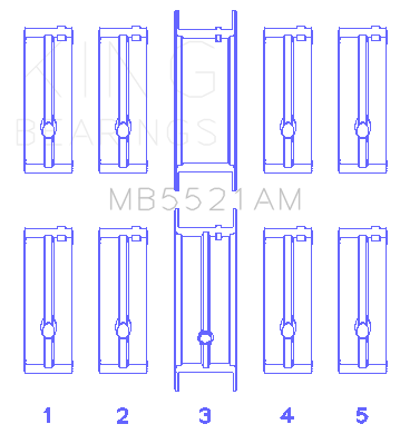 King Engine Bearings Chrysler 2.2 (Size +1.0mm) Main Bearing Set - MB5521AM1.0