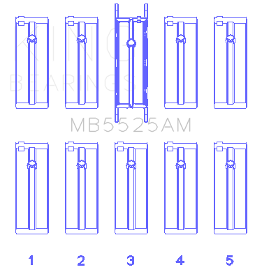 King Engine Bearings Ford 98Ci 1.6L 8V (Size +0.25mm) Main Bearing Set - MB5525AM1.25