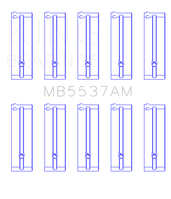 King Ford/Kia/Mazda DOHC 16 Valve/SOHC 8 Valve/SOHC 16 Valve (Size +0.5) Main Bearing Set - MB5537AM0.5