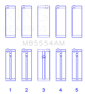 King Engine Bearings Toyota 3Sgte (Size +0.50mm) Main Bearing Set - MB5554AM0.5