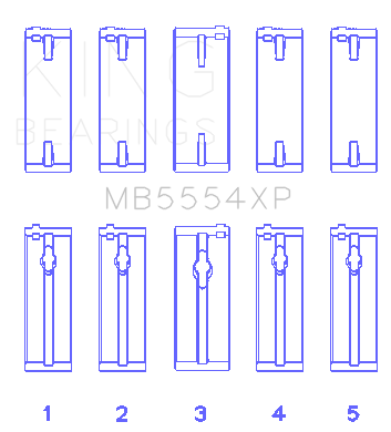 King Toyota 3SGTE (Size 0.25mm) Performance Main Bearing Set - MB5554XP0.25
