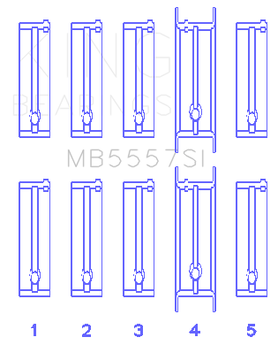 King Engine Bearings ChevrolET 121Ci/Ln2 134Ci (Size +0.50mm) Main Bearing Set - MB5557SI0.5