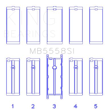 King Engine Bearings Ford R6A/114Ci 1.9L/121Ci 2.0L (Size +0.75mm) Main Bearing Set - MB5558SI0.75