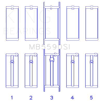King Engine Bearings General Motors L40/Ld2/Lf0 2.3L (Size +0.50mm) Main Bearing Set - MB5590SI0.5