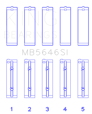 King Engine Bearings Toyota 1Azfe/2 Azfe (Size +0.50mm) Main Bearing Set - MB5646SI0.5