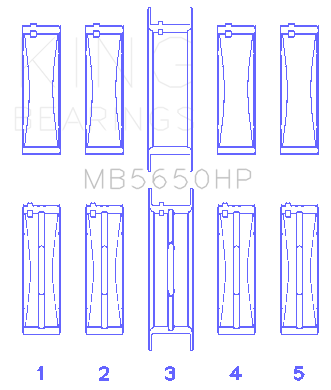 King Ford 370/429/460 16V OHV (Standard Size) Crankshaft Main Bearing Set - MB5650HPSTDX