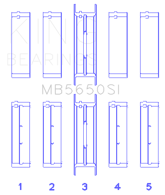 King Engine Bearings Ford 370/429/460 16B OHV Main Bearing Set - Set Of 10 - MB5650SI050