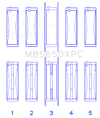 King Ford 370/ 429/ 460 16V OHV (Size .001) pMaxKote Coated Main Bearing Set - MB5650XPC001