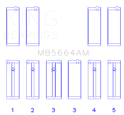King Nissan QR25DE DOHC 16 Valves (Size +0.25) Main Bearing Set - MB5664AM0.25