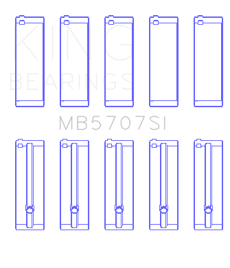 King Hyundai G4KE / G4KC (Size +25) Main Bearings (Set of 5) - MB5707SI0.25