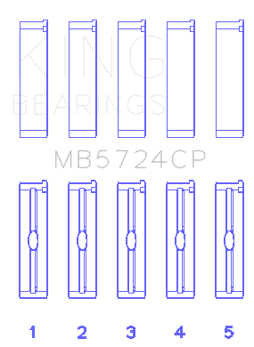 King Engine Bearings General Motors Duramax Diesel (Size +0.25mm) Main Bearing Set - MB5724CP0.25