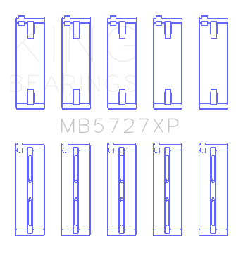King Suzuki M16A (Size .026) Crankshaft Main Bearings (Set of 5) - MB5727XP.026