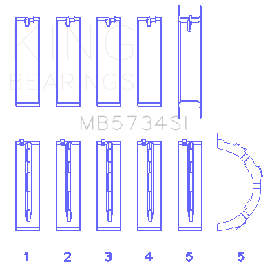 King Engine Bearings Ford 302 Cid Coyote (Size +0.25mm) Main Bearing Set - MB5734SI0.25