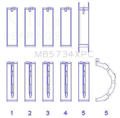 King Engine Bearings Ford 302 Cid Coyote (Size +0.25mm) Main Bearing Set - MB5734XPC0.25